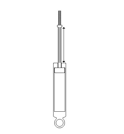 Piston rod with the rod stroke section highlighted in gray