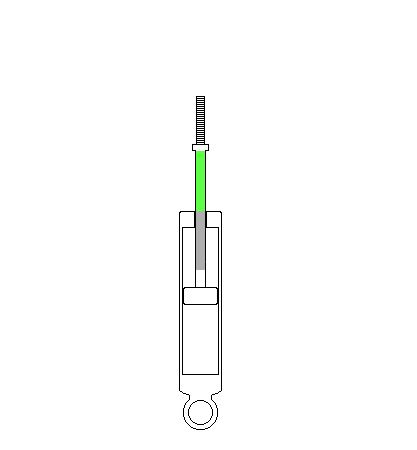 Piston rod with the upper half colored green