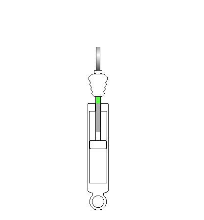 Piston rod illustrating the compression side of travel