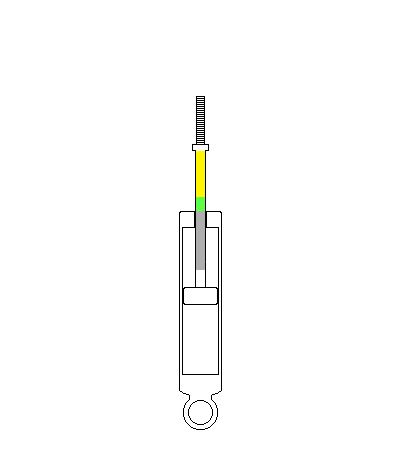 Piston rod with the bump stop section colored yellow
