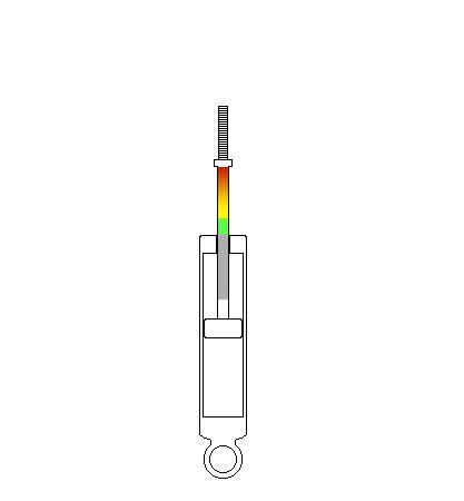 Piston rod with bump stop stiffness shown as a gradient