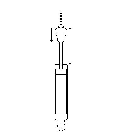Piston rod illustrating the balance between compression and rebound travel
